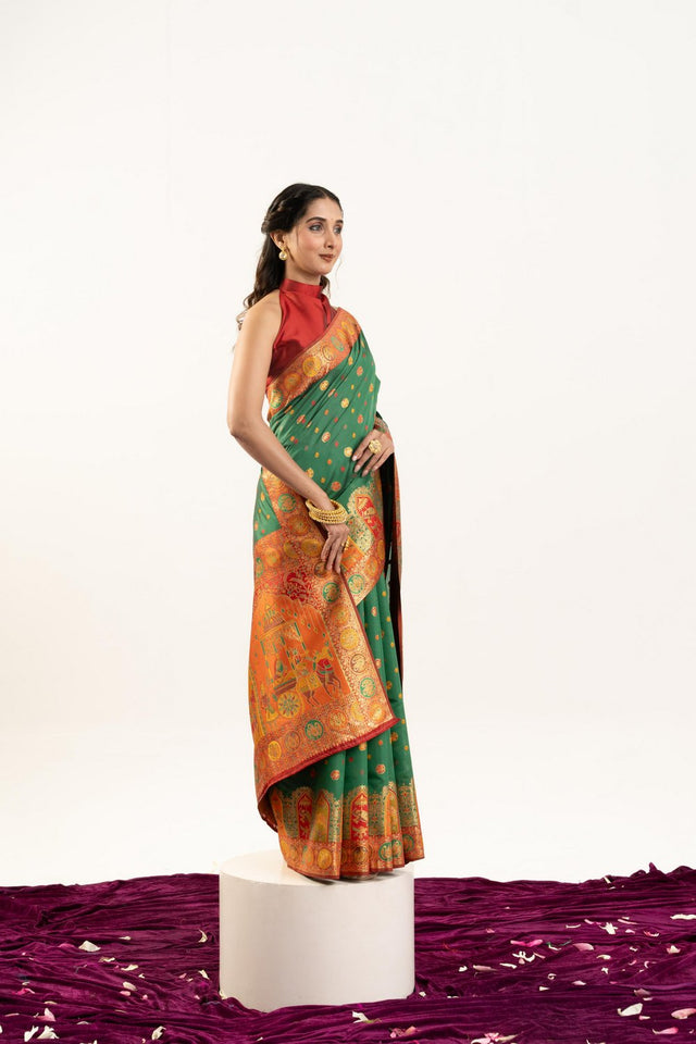 Green Woven Art Silk Saree (Eth_SR_205)
