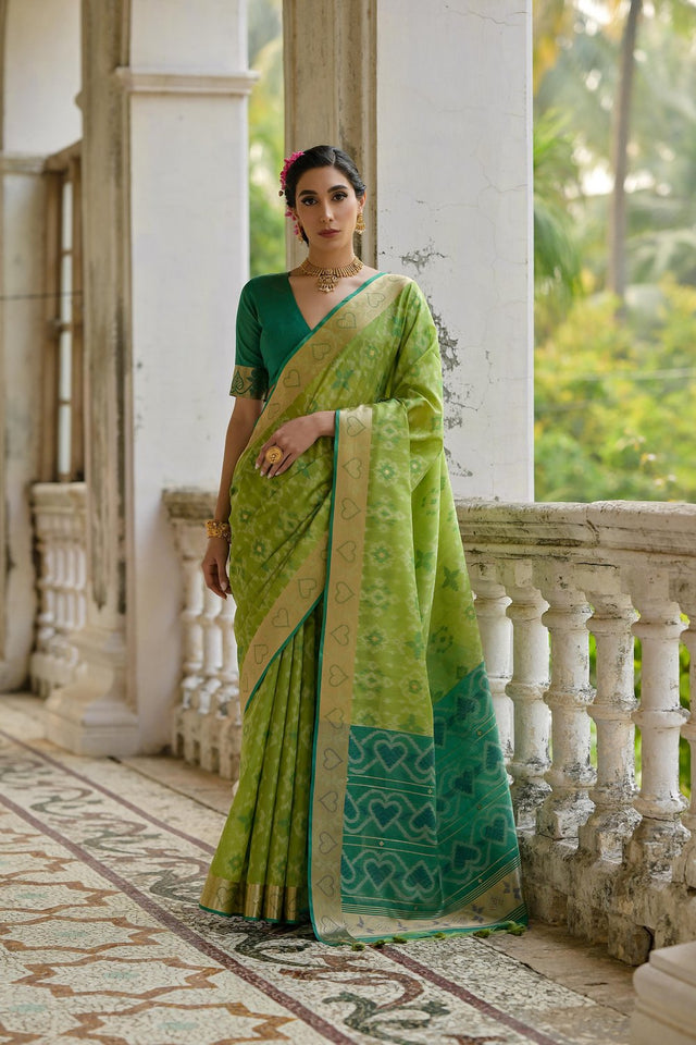 Green Floral Woven Art Silk Saree (Eth_SR_245)