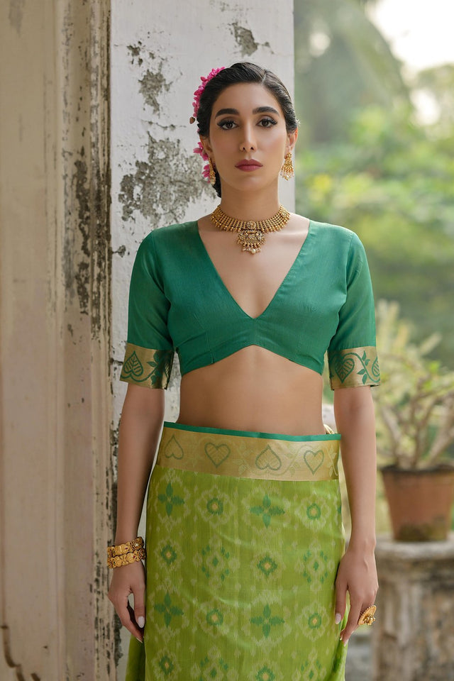 Green Floral Woven Art Silk Saree (Eth_SR_245)
