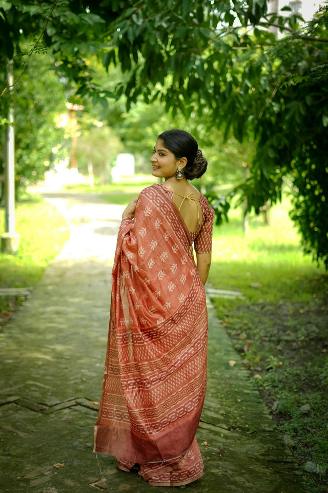 Pink Printed Art Silk Saree (Eth_SR_251)