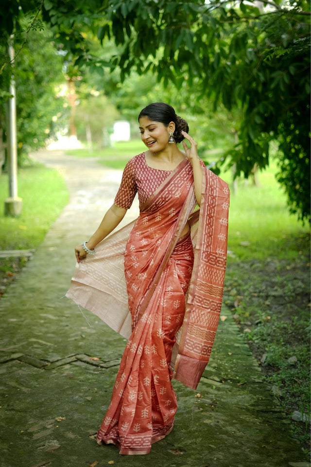Pink Printed Art Silk Saree (Eth_SR_251)