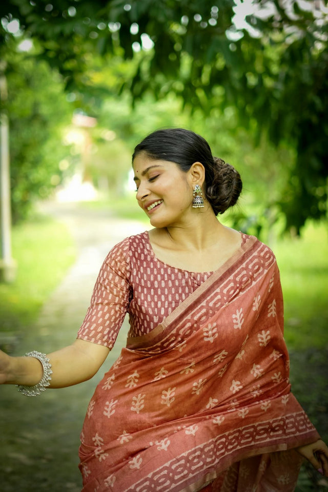 Pink Printed Art Silk Saree (Eth_SR_251)
