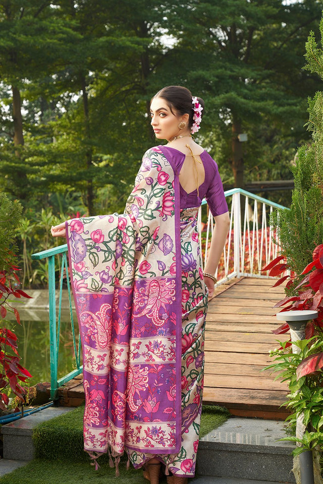 Multi Color Floral Printed Art Silk Saree (Eth_SR_266)