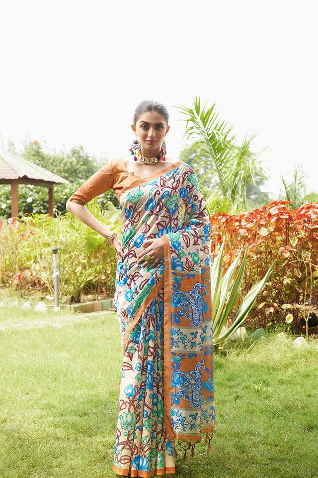 Multi Color Floral Printed Art Silk Saree (Eth_SR_271)