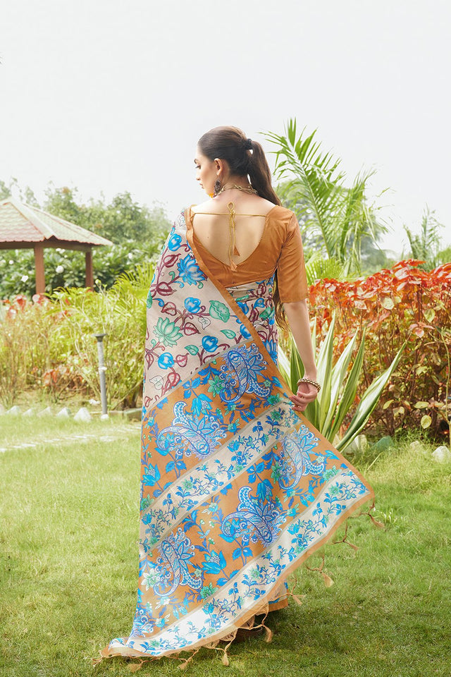 Multi Color Floral Printed Art Silk Saree (Eth_SR_271)