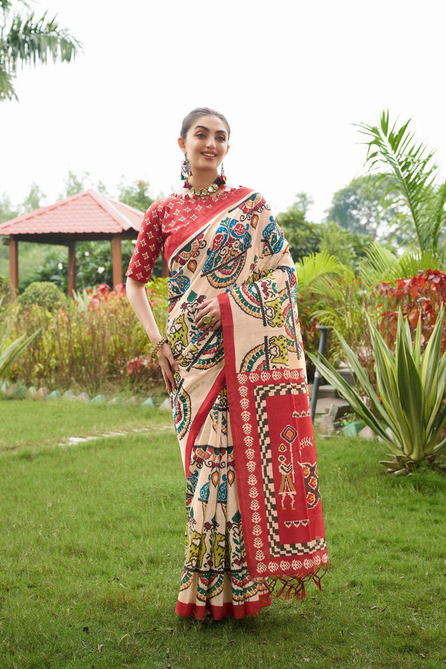 Multi Color Printed Art Silk Saree (Eth_SR_273)