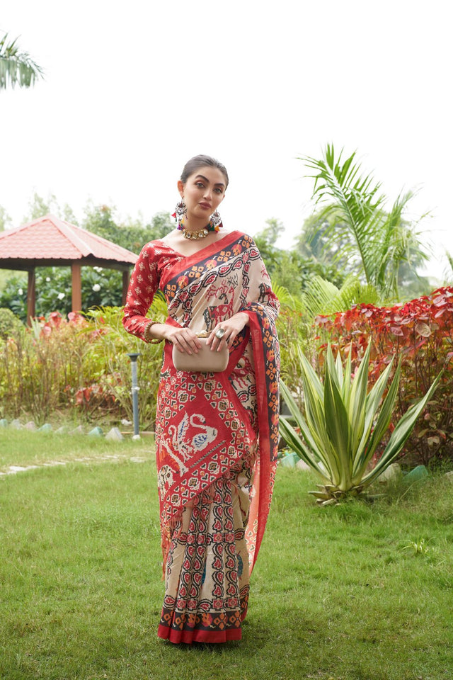Multi Color Printed Art Silk Saree (Eth_SR_274)