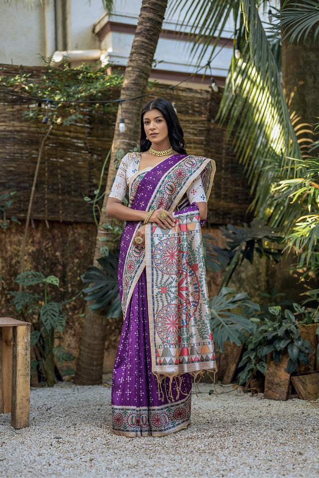 Wine Printed Art Silk Saree (Eth_SR_303)