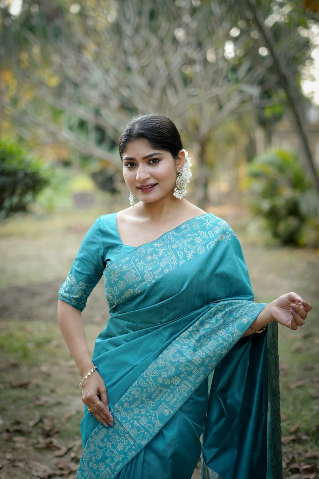 Blue Woven Art Silk Saree (Eth_SR_54)