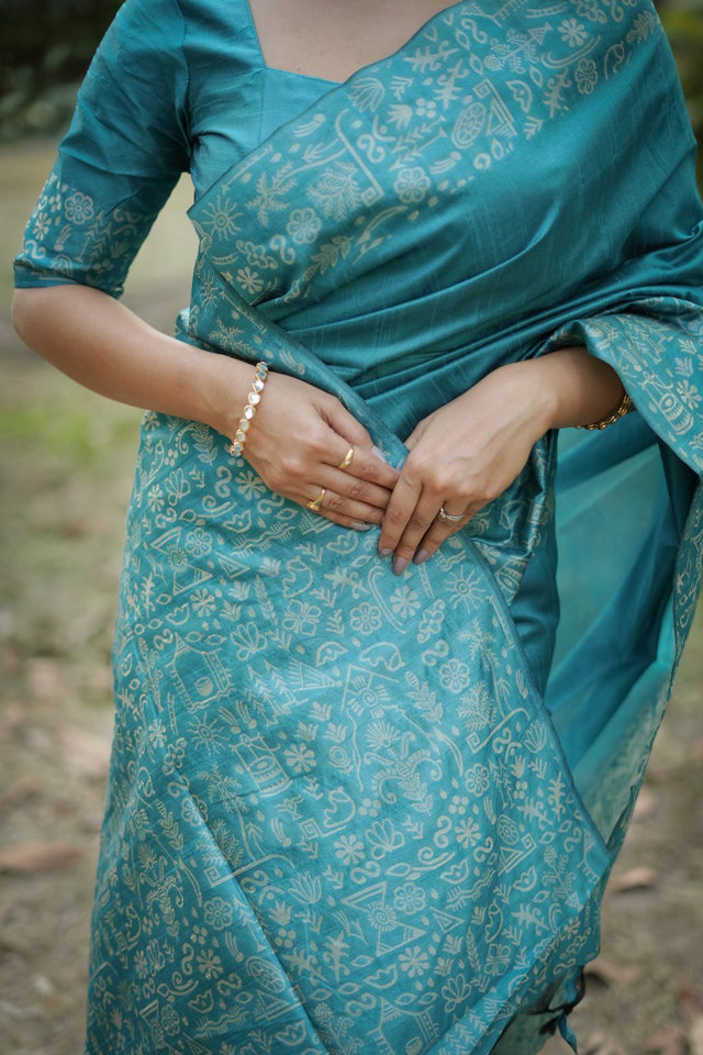 Blue Woven Art Silk Saree (Eth_SR_54)
