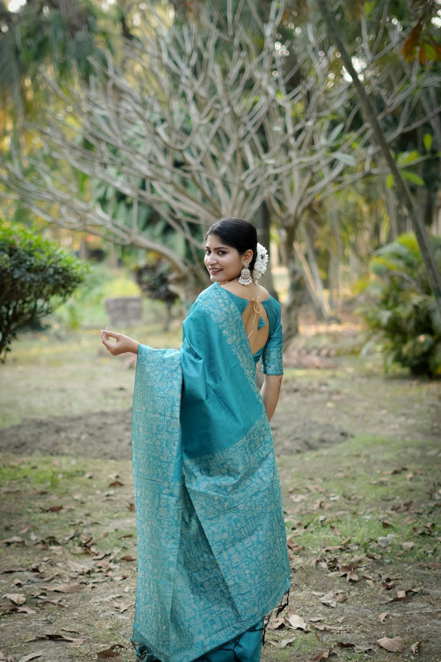 Blue Woven Art Silk Saree (Eth_SR_54)