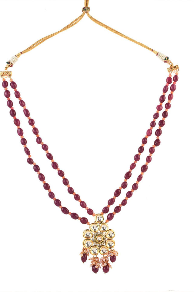 Ruby Kundan & Beads Alloy Necklace Set