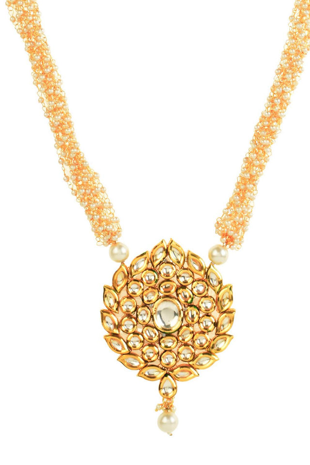 White Kundan & Beads Alloy Necklace Set