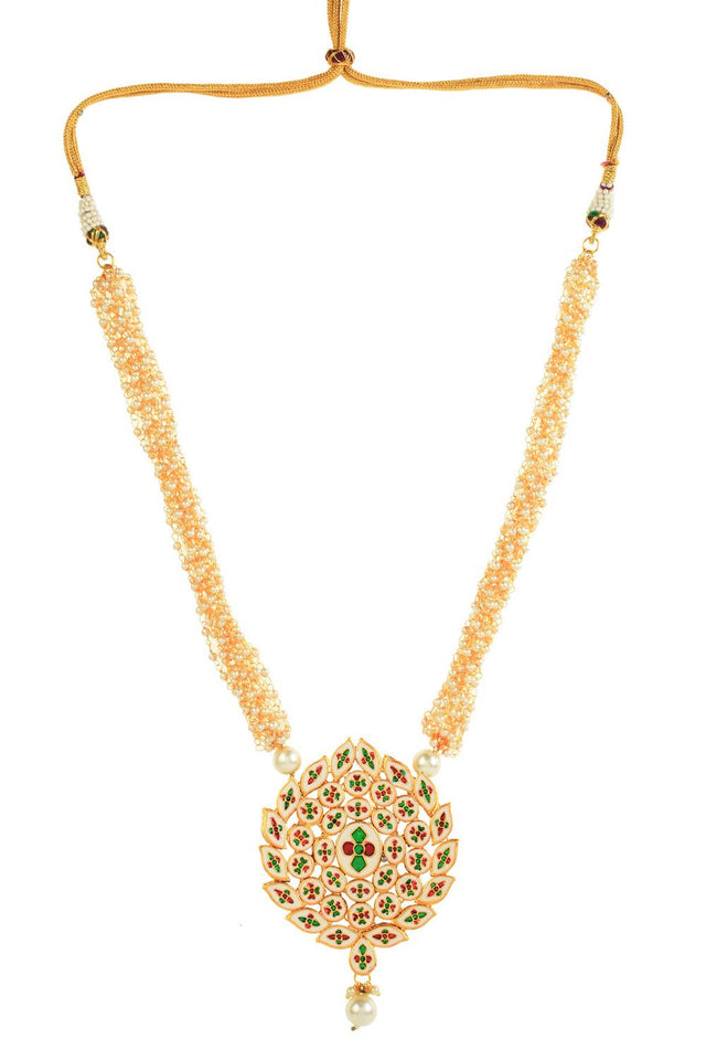 White Kundan & Beads Alloy Necklace Set