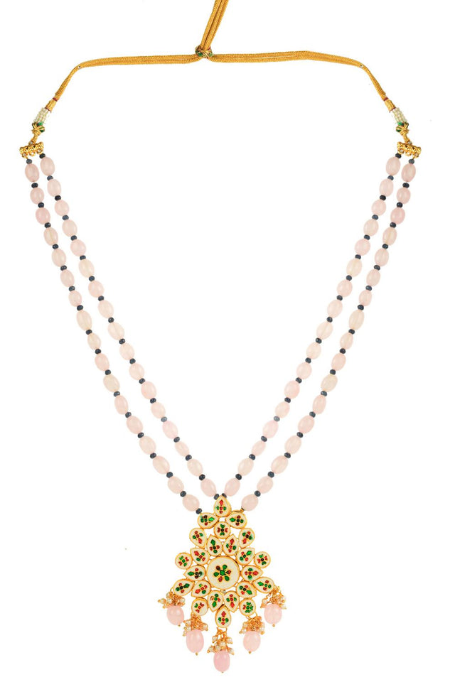 Pink Kundan & Beads Alloy Necklace Set