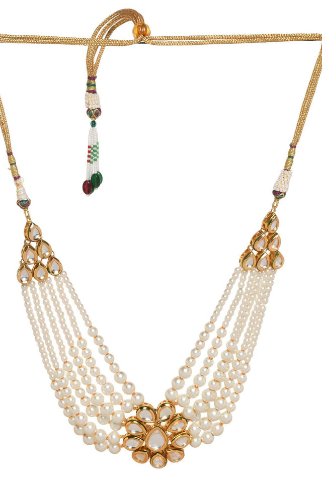 White Kundan & Beads Alloy Necklace Set
