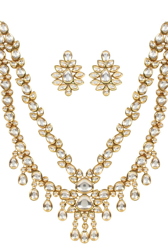 Golden Kundan & Beads Alloy Necklace Set