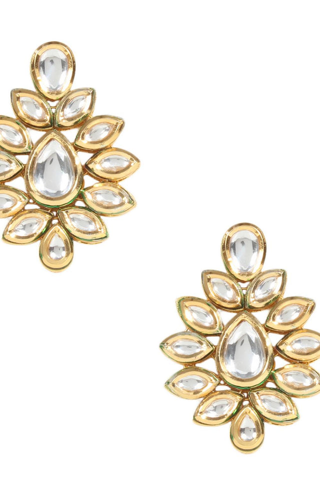 Golden Kundan & Beads Alloy Necklace Set