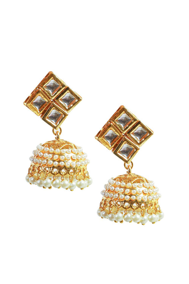 Golden Kundan & Beads Alloy Earrings