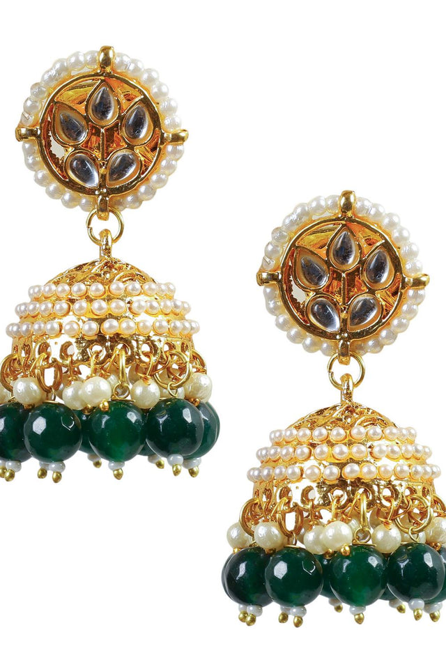 Golden Kundan & Beads Alloy Earrings