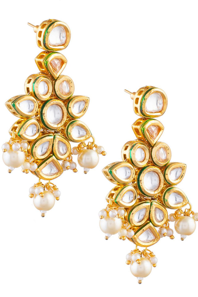 Pink Kundan & Beads Alloy Earrings