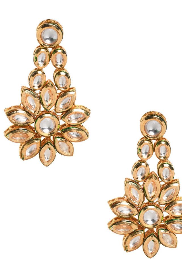 Golden Kundan & Beads Alloy Earrings