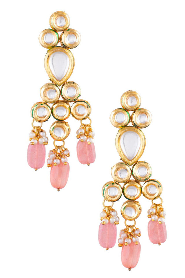 Golden Kundan & Beads Alloy Earrings