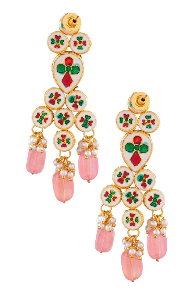 Golden Kundan & Beads Alloy Earrings