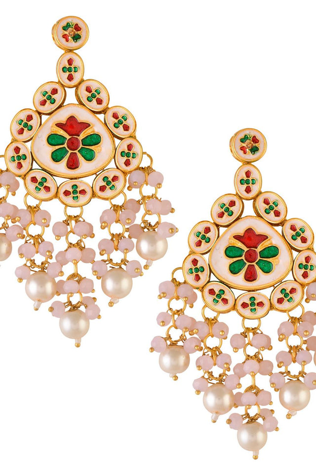 Golden Kundan & Beads Alloy Earrings