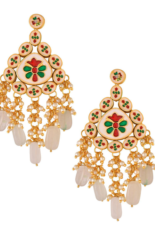 Golden Kundan & Beads Alloy Earrings