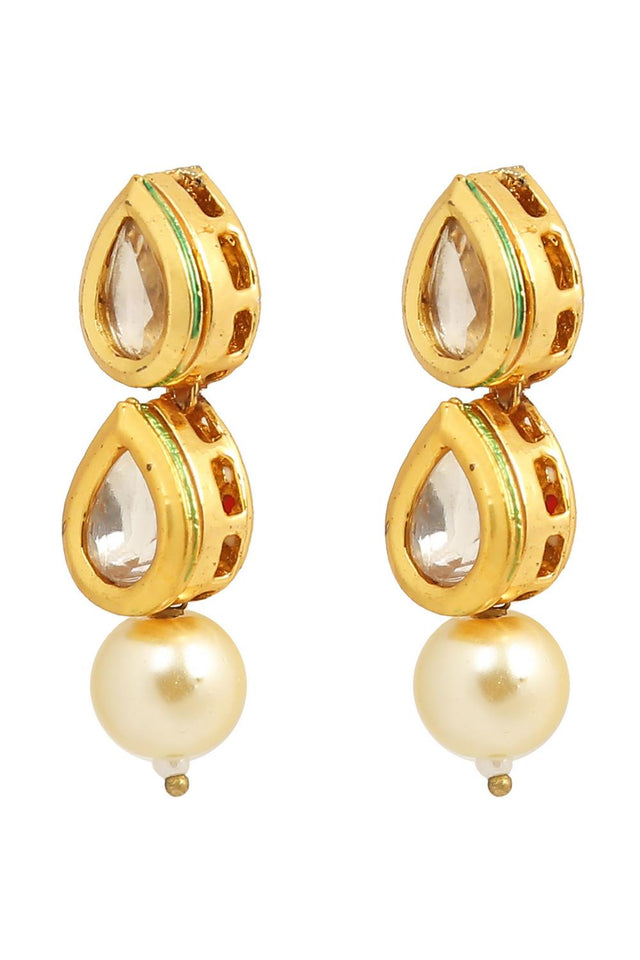 Golden Kundan & Beads Alloy Earrings