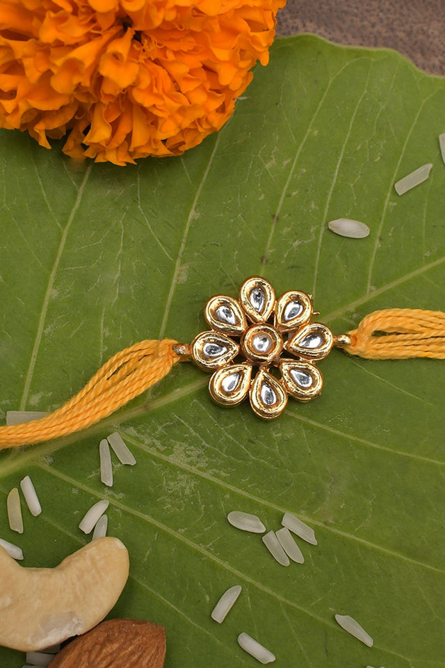 Gold Tone Kundan Pearl Rakhi