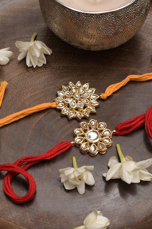 Kundan Floral Rakhi -Set Of 2