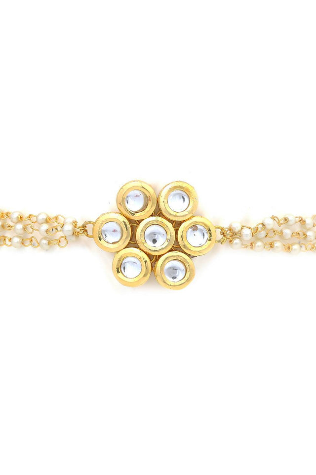 Golden Sleek Floral Shaped Kundan Choker