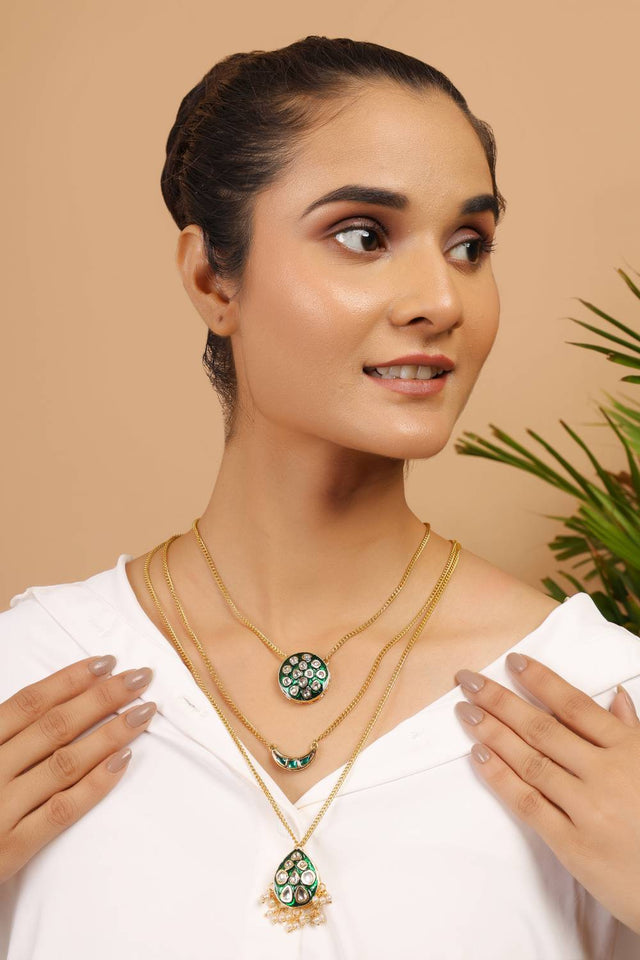 Green Multi Layered Green Alloy Necklace