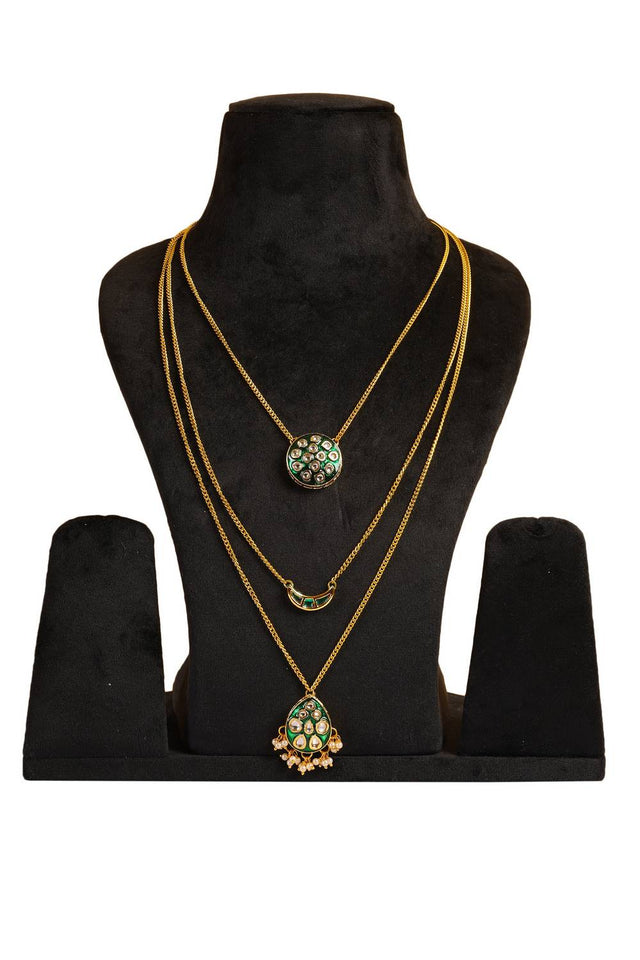Green Multi Layered Green Alloy Necklace