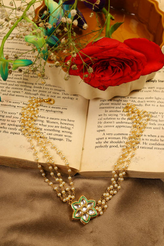 Golden Floral Kundan Alloy Choker