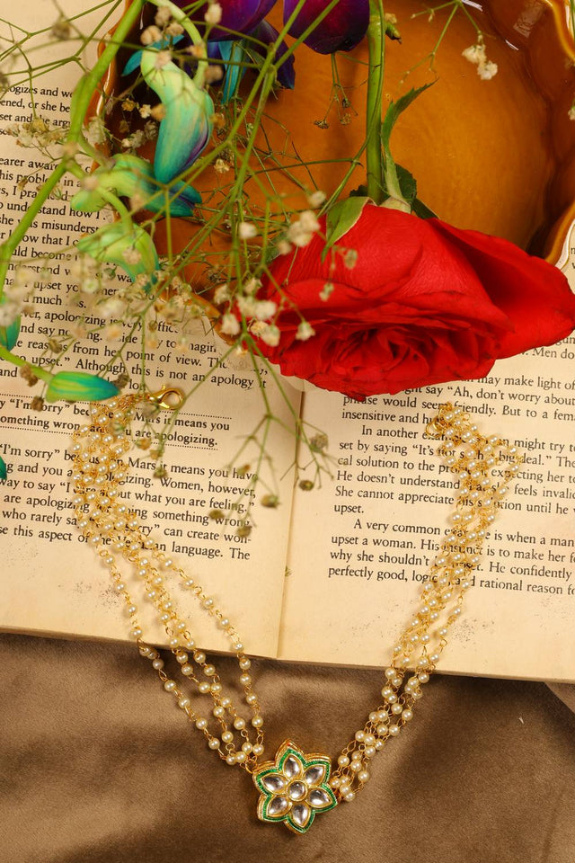 Golden Floral Kundan Alloy Choker