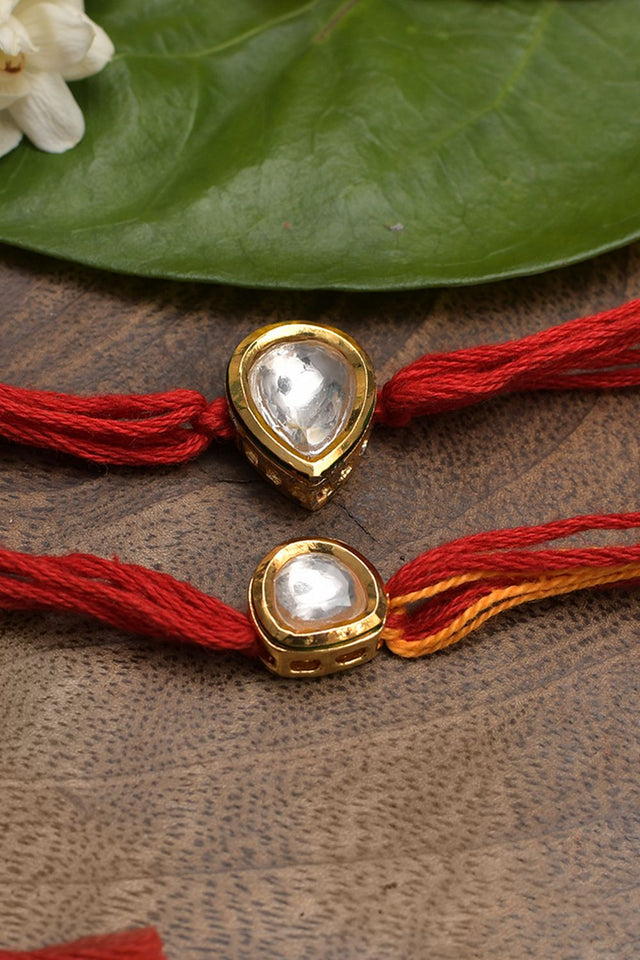 Kundan And Pearl Handmade Rakhi- Set Of 2