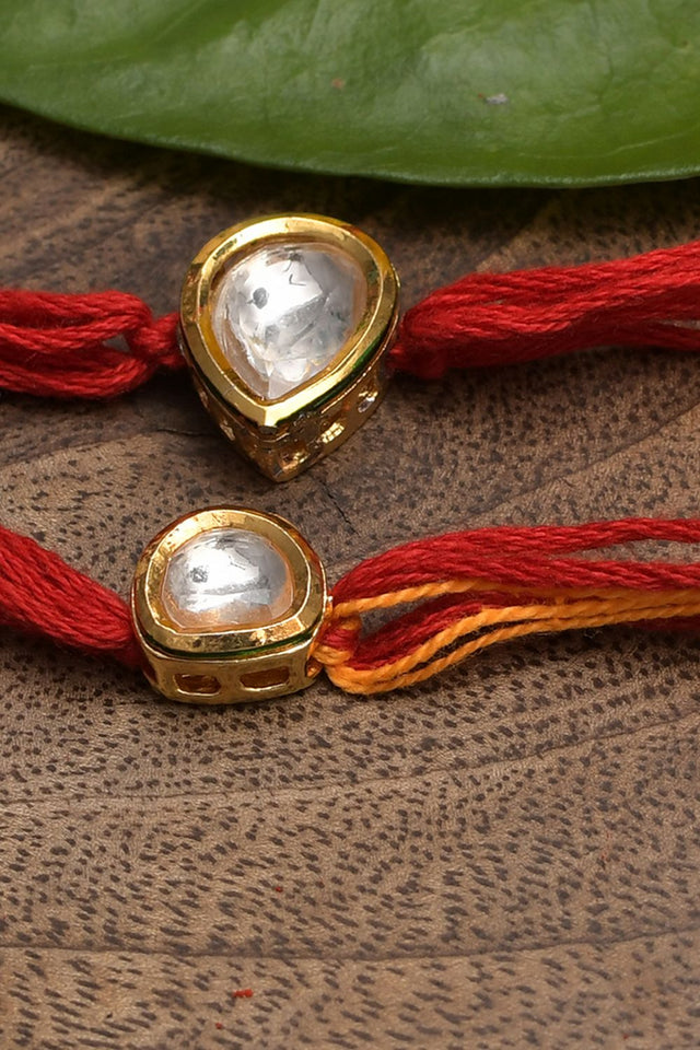 Kundan And Pearl Handmade Rakhi- Set Of 2