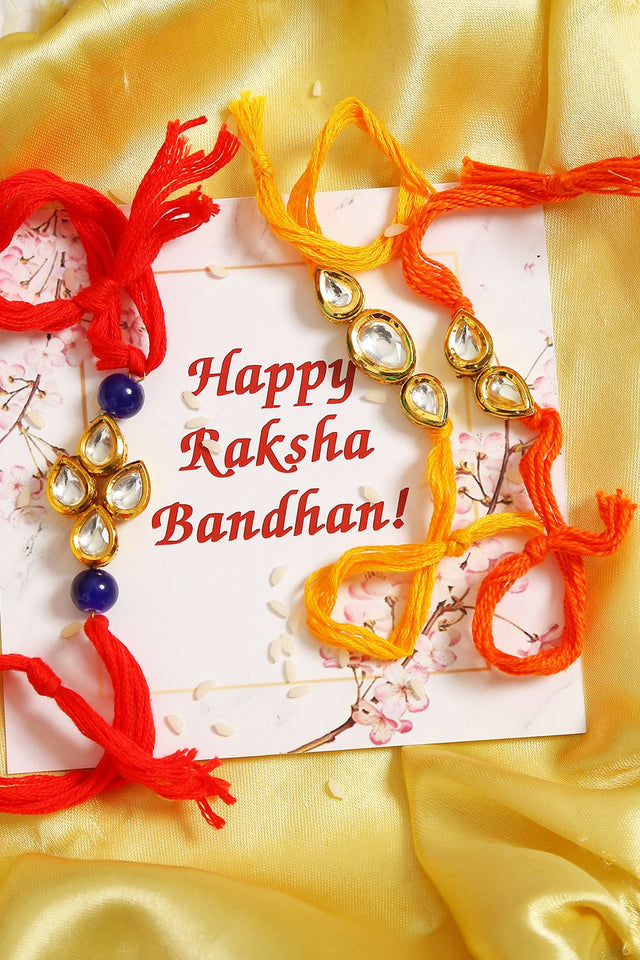 Kundan Handmade Rakhi- Set Of 3