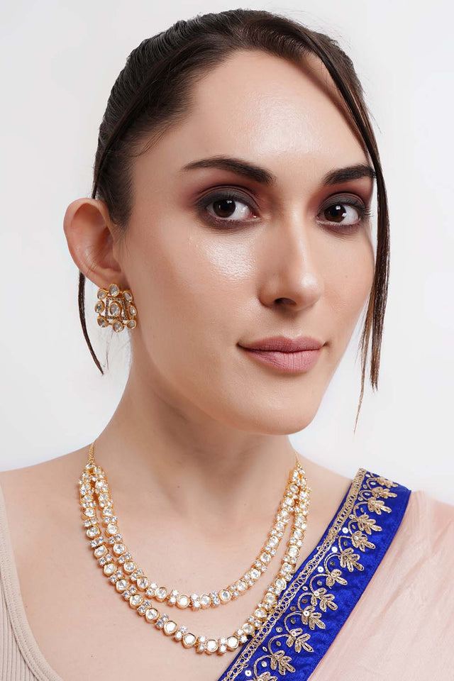 Multi-Color Brass Necklace And Earring Set