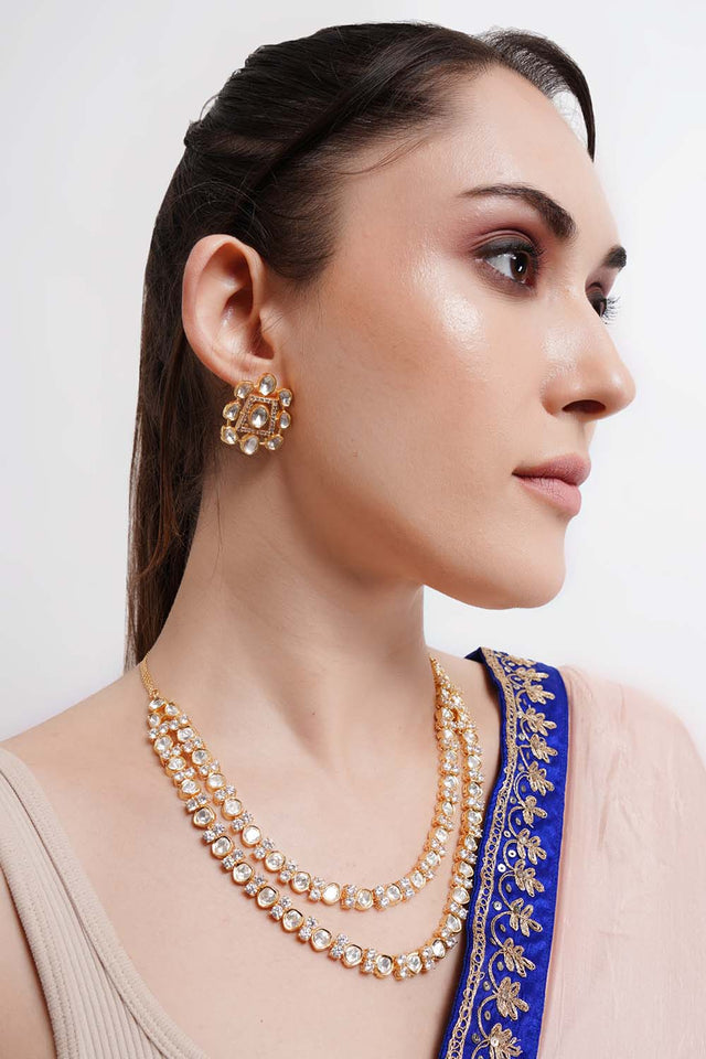 Multi-Color Brass Necklace And Earring Set