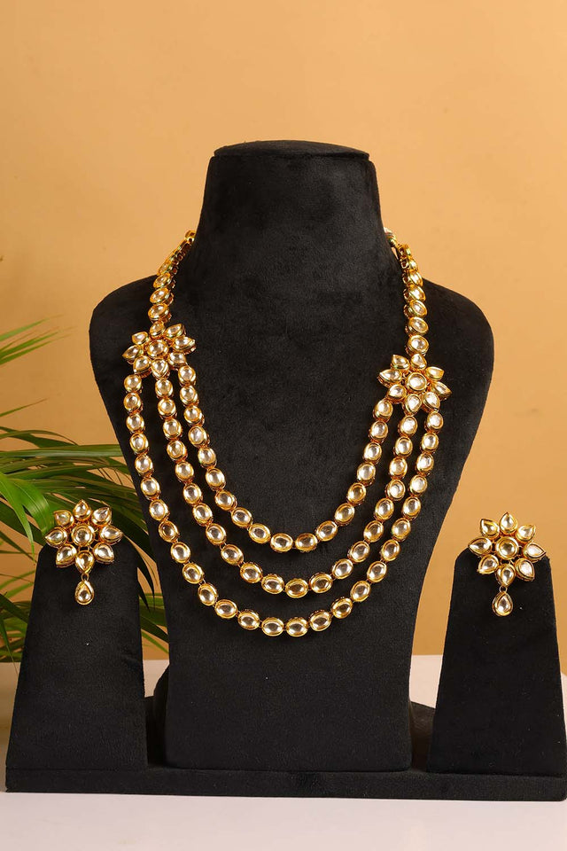Multi-Color Brass Necklace And Earring Set
