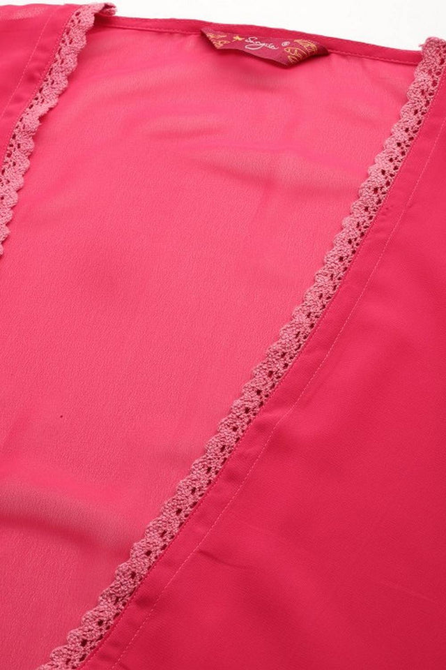 Pink Printed Silk Blend Co-Ord Set