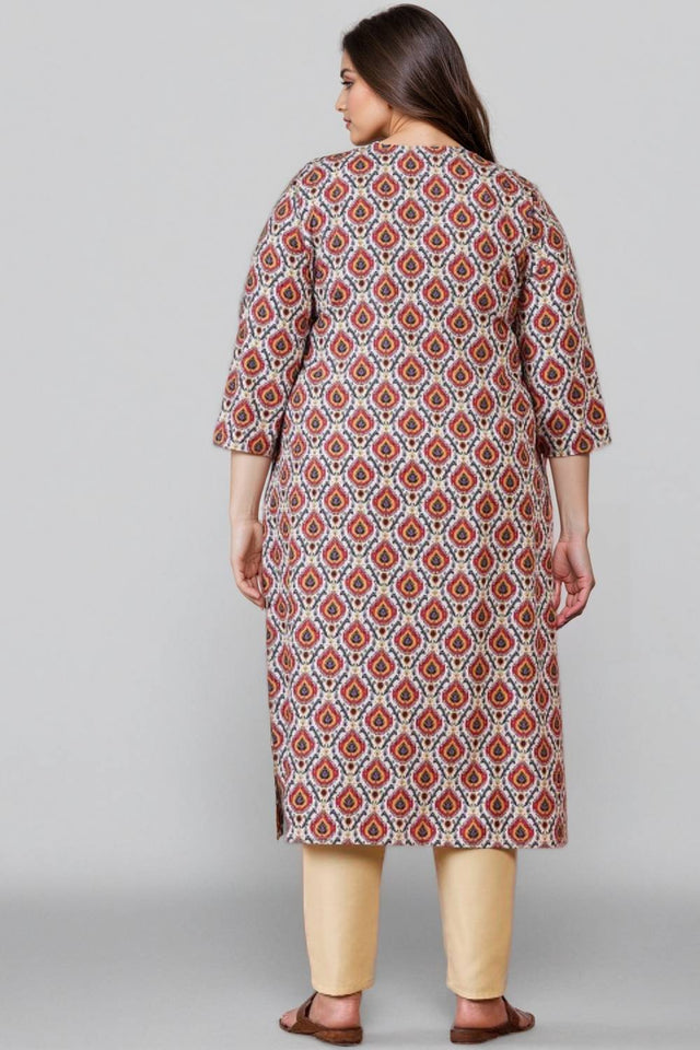 Multi Color Printed Silk Blend Long Kurti