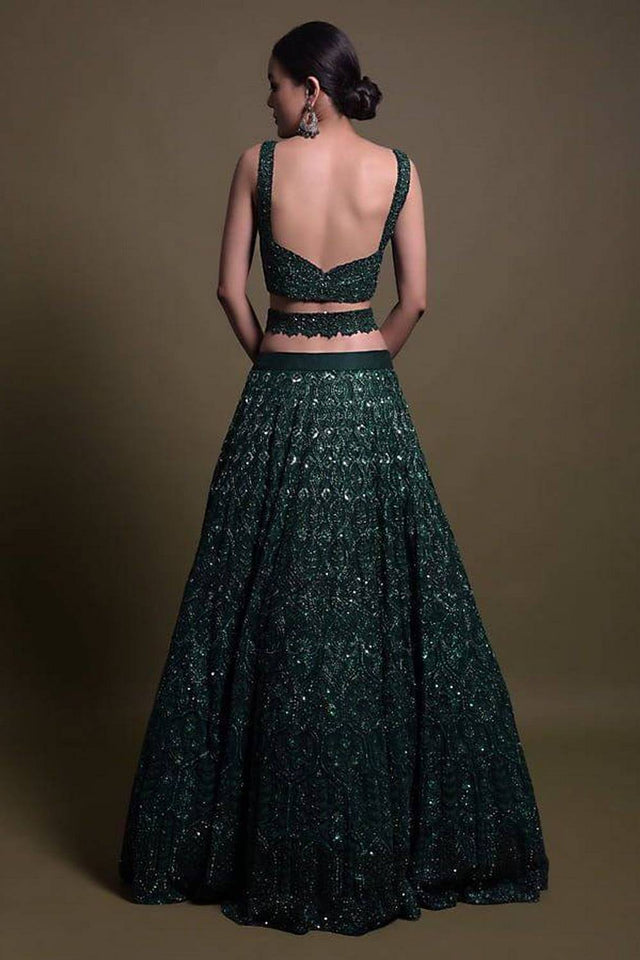 Green Sequin Art Silk Lehenga