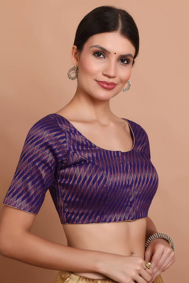 Violet Woven Brocade Blouse