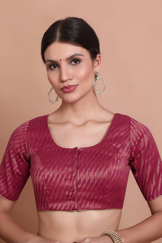 Pink Woven Brocade Blouse