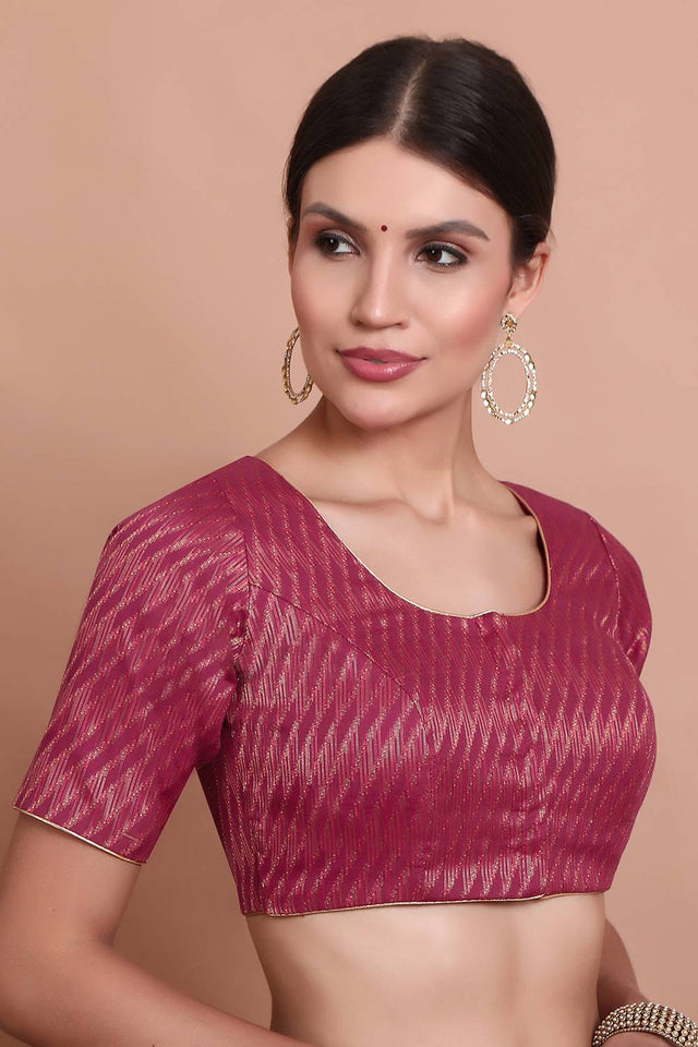 Pink Woven Brocade Blouse